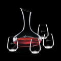 42 Oz. Cimarron Crystalline Carafe w/ 4 Stemless Wine Glasses